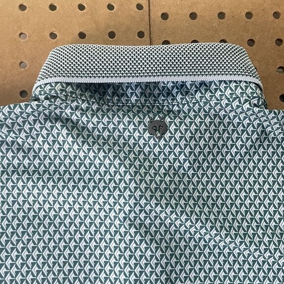 Greyson Charlotte Golf Club Polo Shirt Wolf Logo Peru Geometric Green Medium Men - Picture 4 of 9